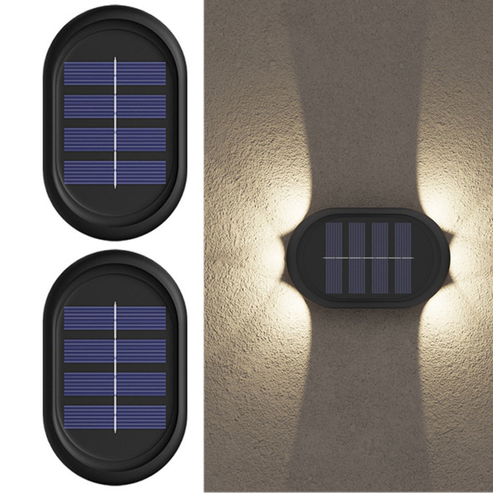 Zestaw 2 zewnętrznych lamp ogrodowych - Ciepłe światło - 6 diod LED - Wypukłe oświetlenie luster, schodów, balustrad, kinkietów