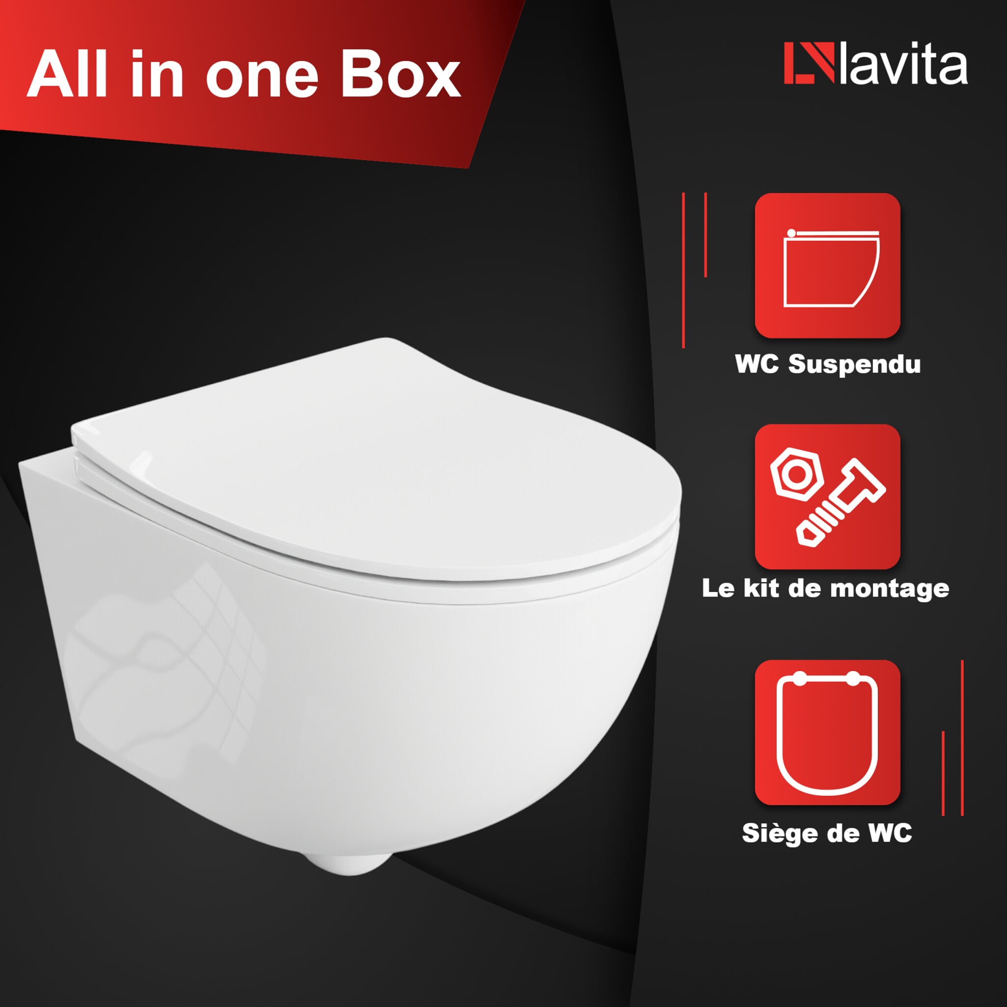 GEBERIT Duofix Basic Support Bâti-support + Lavita WC Dalia suspendu blanc sans bord + panneau de commande Delta 25 blanc | Kit complet WC - 7