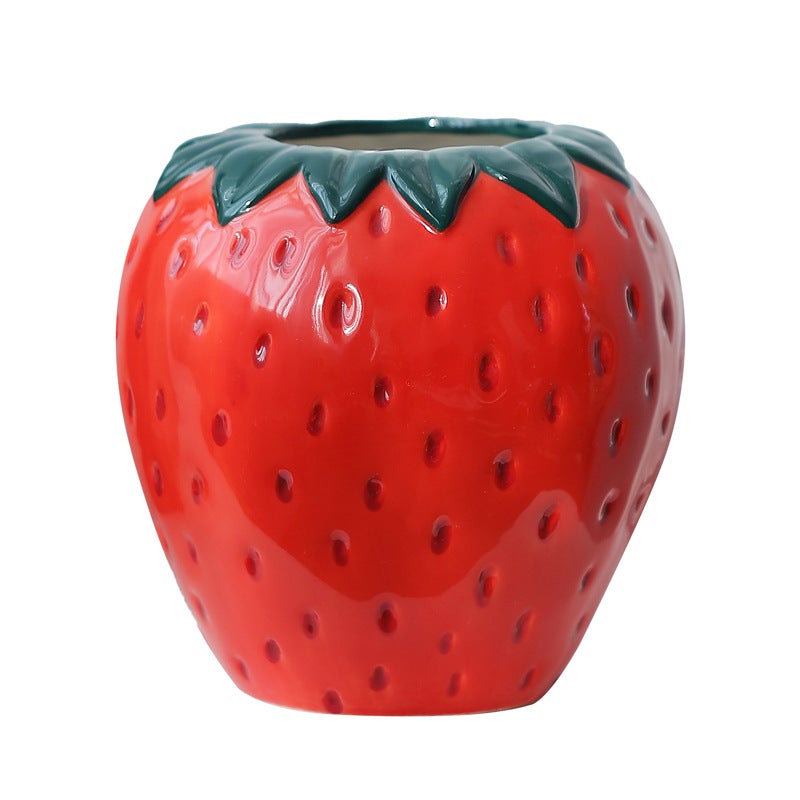 Czerwony wazon truskawkowy, nowoczesna dekoracja salonu, piękny wazon, wazon malinowy tulipan, wazon z trawą pampasową, 15x15x15 cm