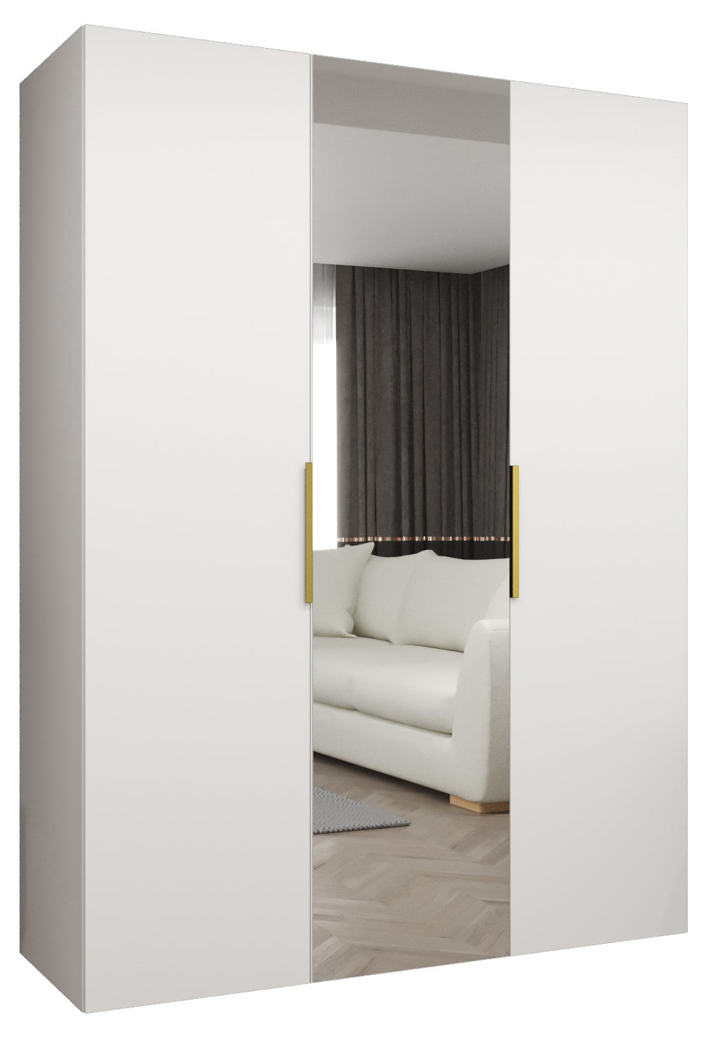 Szafa uchylna otwierana Marbella 2 150 x 52 x 202 cm biały + u. złoty Abiks Meble