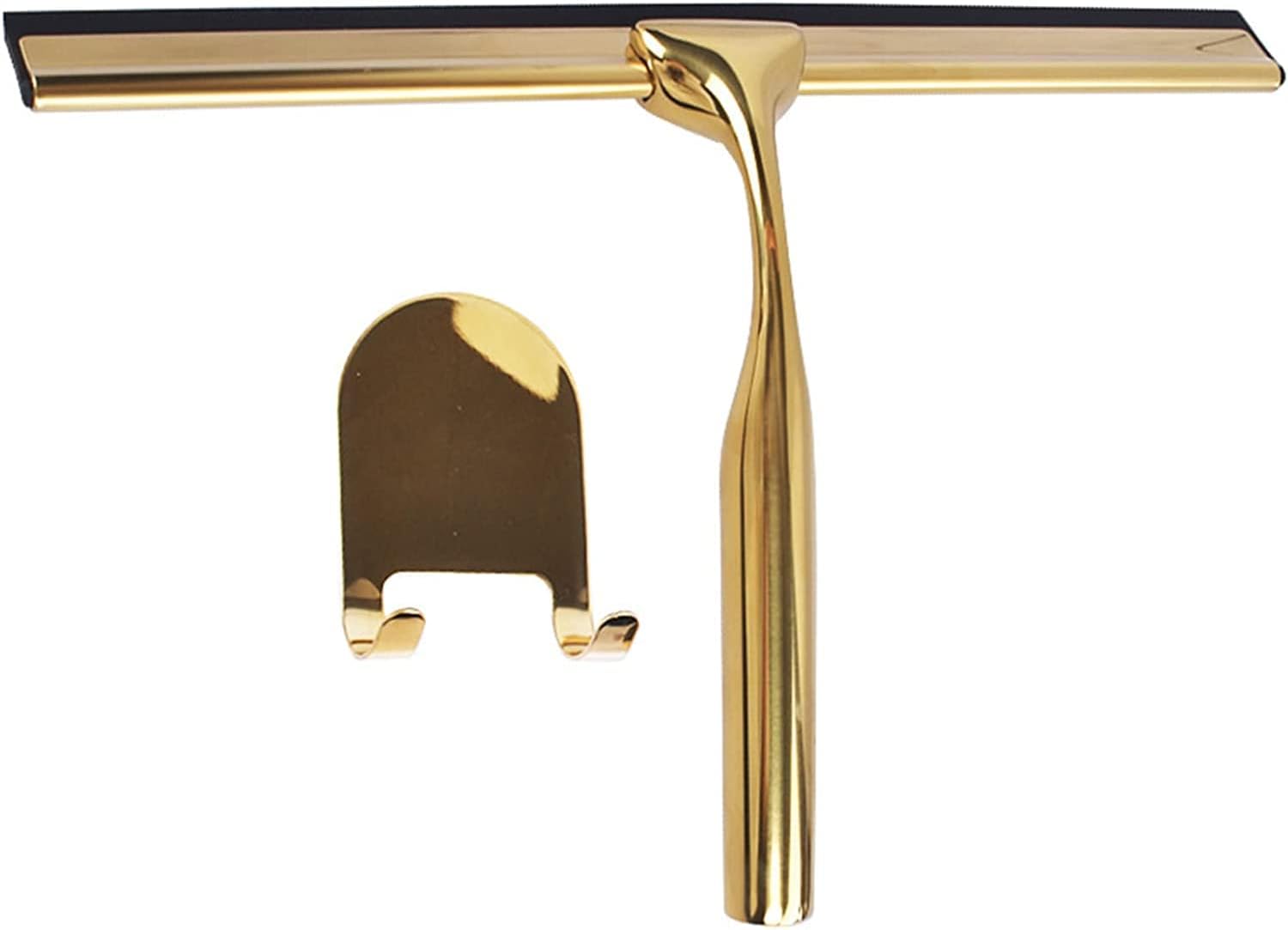 Fenytay Escobilla De Para Ducha,Limpiacristales Multiusos De Acero Inoxidable Dorado Con Mango - Escobilla De Goma Para Espejos Para Limpieza Del Hogar, Puertas De Vidrio, Paredes De Azulejos