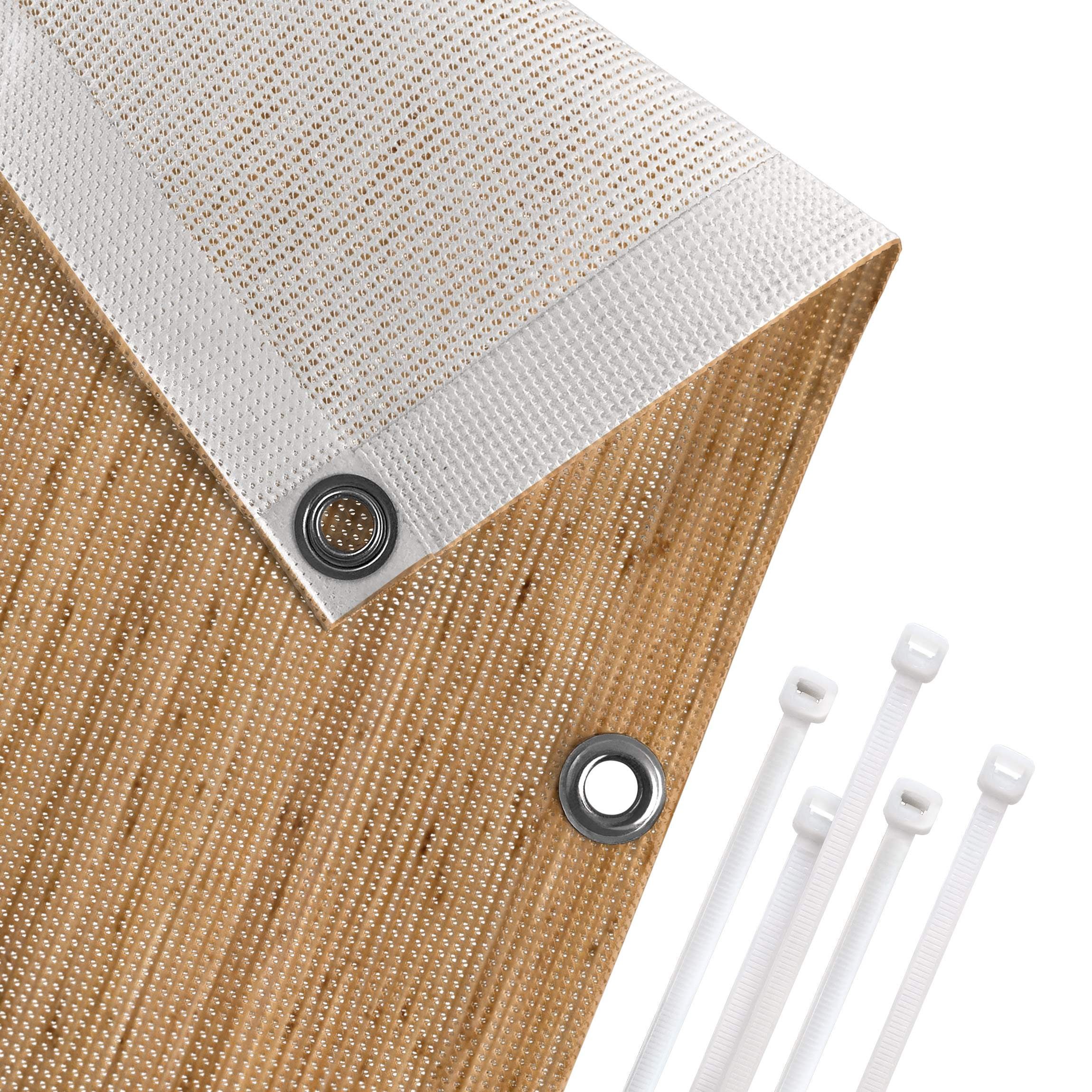 Brise vue brise vent balcon appartement jardin marron H.1,2 x L.6 M avec attaches résistant aux intempéries 270 g/m² mesh 1019 - 4