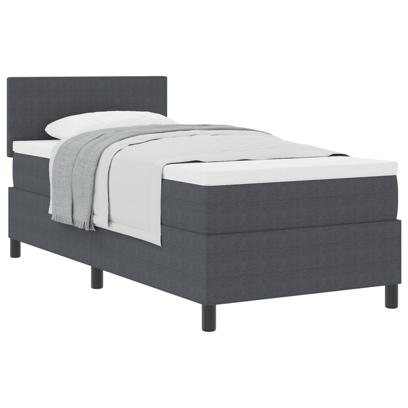 Lit simple | Lit adulte | Lit Box Spring avec Matelas Gris Foncé ...