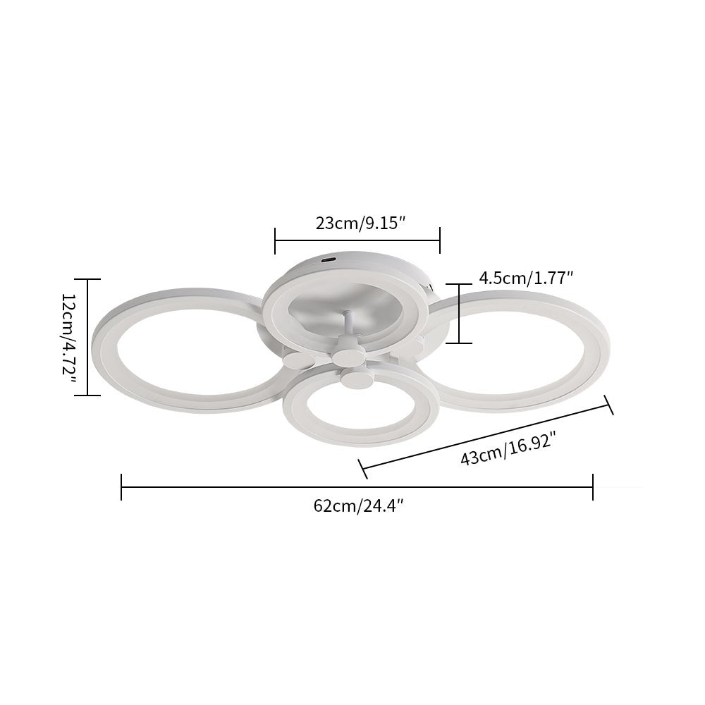 Moderna Plafoniera LED Dimmerabile, 60W Bianco Acrilico Creativa Lampadario Led con Telecomando e Controllo APP, 3000-6500K Moderna Lampada da Soffitt - 5