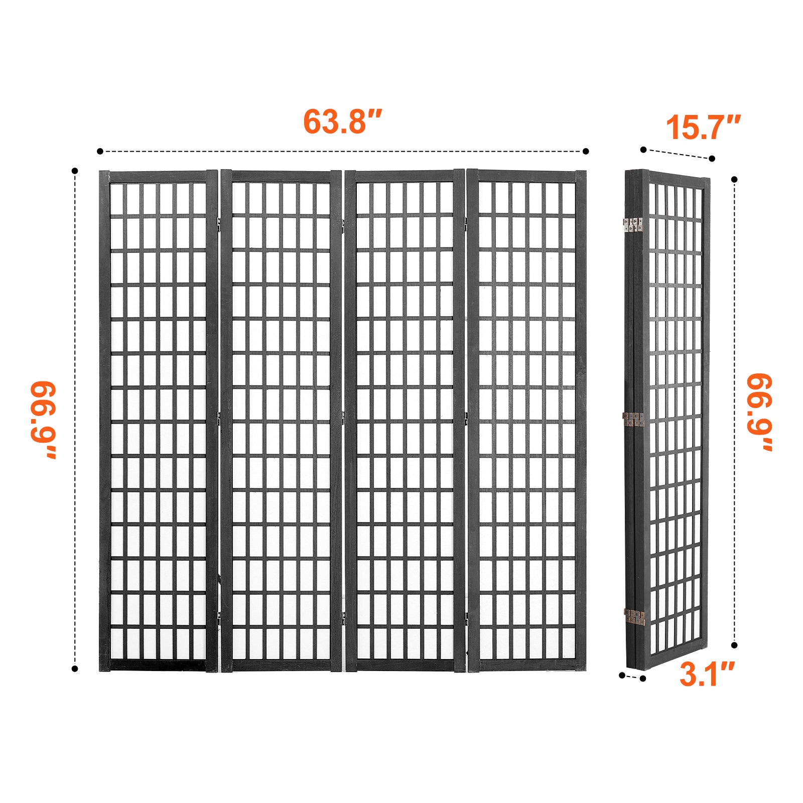 Cloison de séparation,SucceBuy Cloison de confidentialité pliable japonaise à 4 panneaux,pour séparation de pièce dans la maison,la chambre - 2
