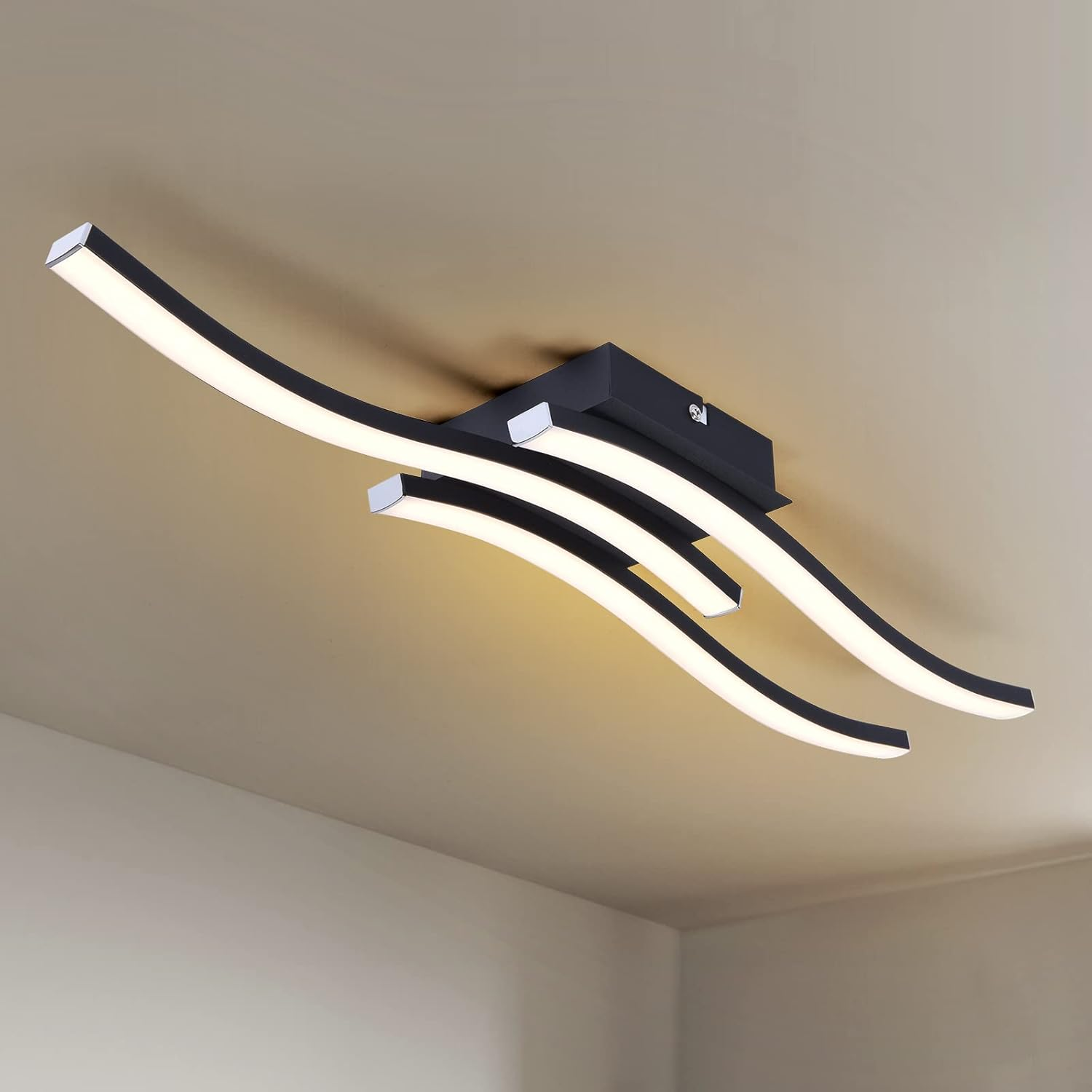 Plafon LED, designerska lampa ścienna w kształcie fali, energooszczędny żyrandol LED, nowoczesna lampa wisząca, ciepłe białe światło 3000K, 52 cm