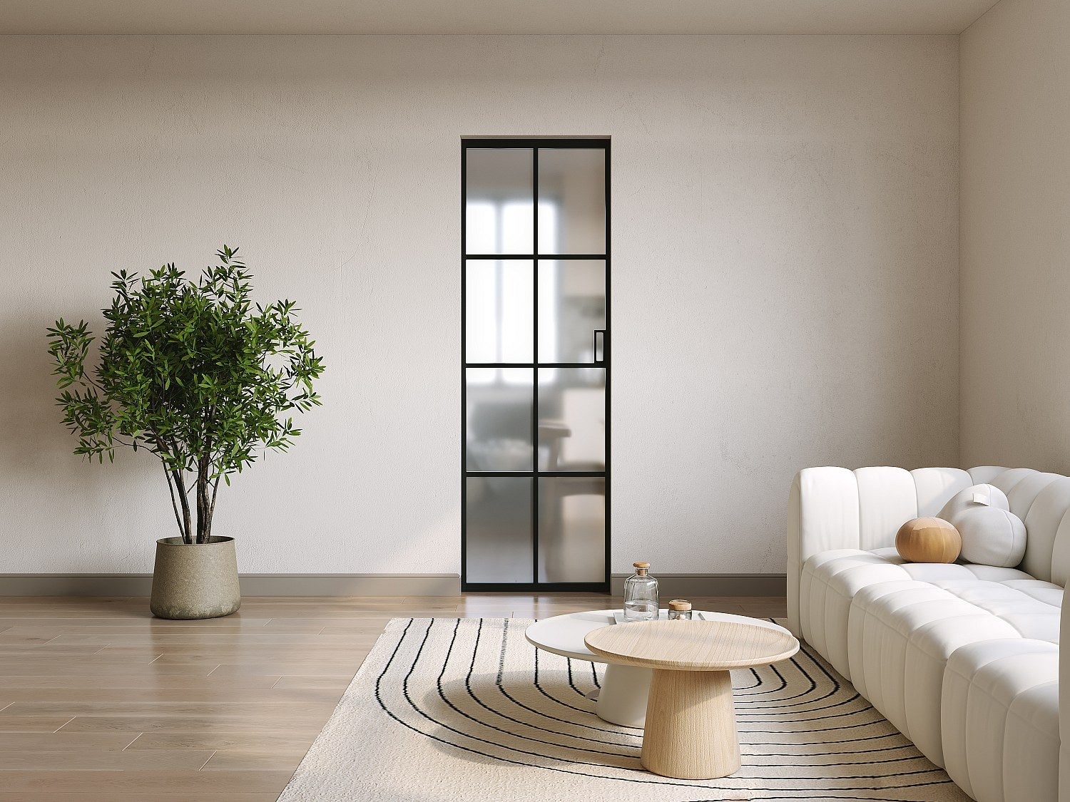 Porta scorrevole con sistema a incasso H205 x L73 cm in Alluminio e Vetro temperato smerigliato - WILDEN II - 5