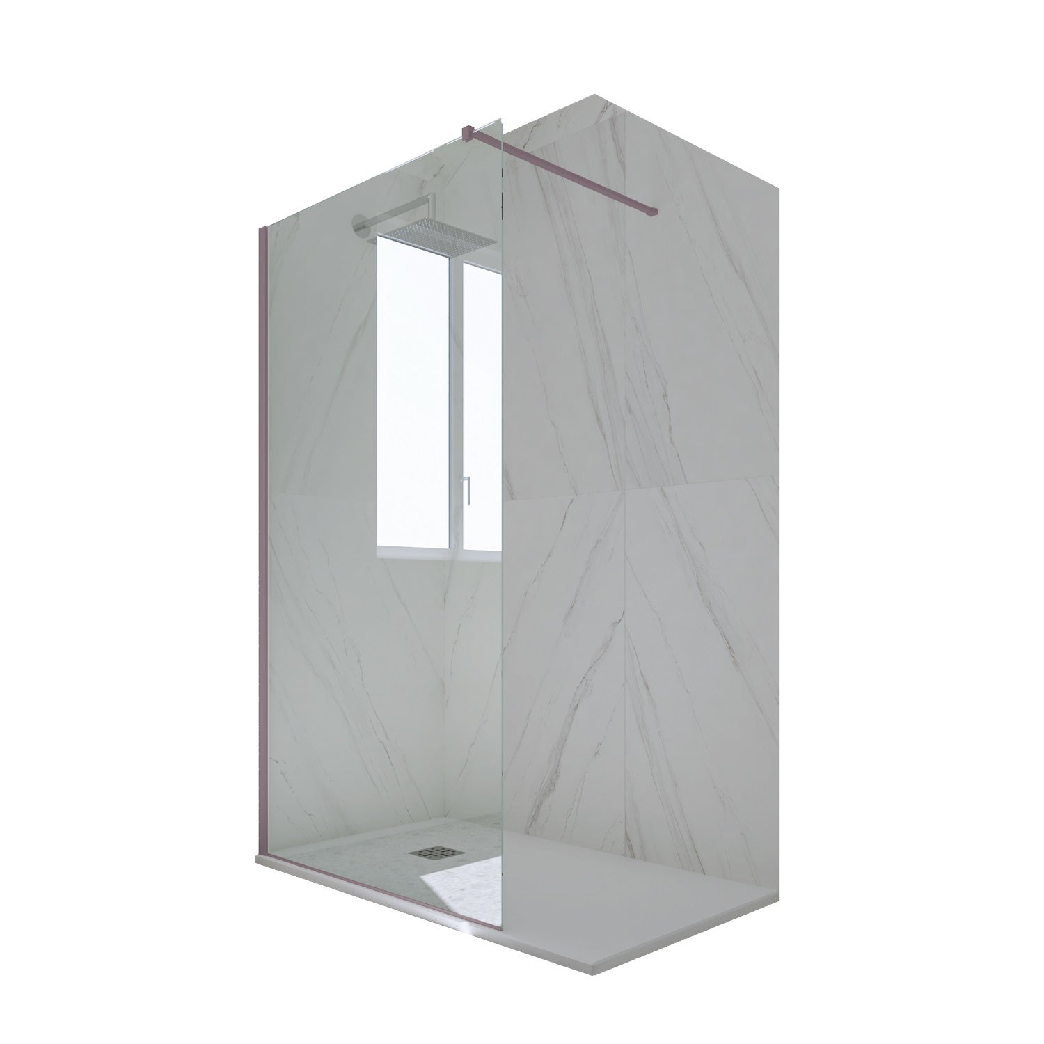 Douche italienne Walk in 110 cm H 200 en PVC Lavande Verre Transparent