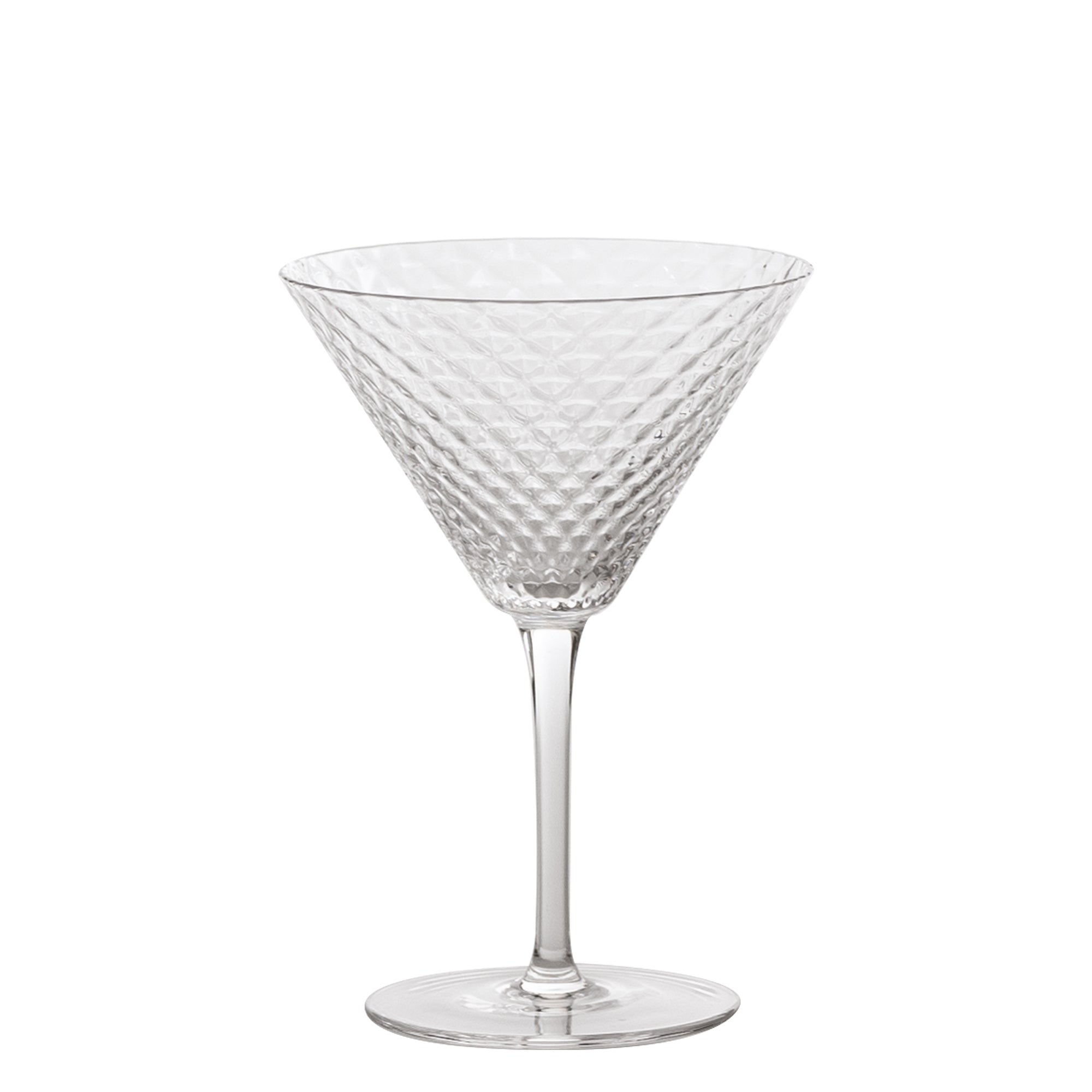 Martini - Zestaw 4 kieliszków do koktajli i wina aromatycznego o pojemności 23 cl, szkło, elegancki design - Zafferano Wyprodukowano we Włoszech