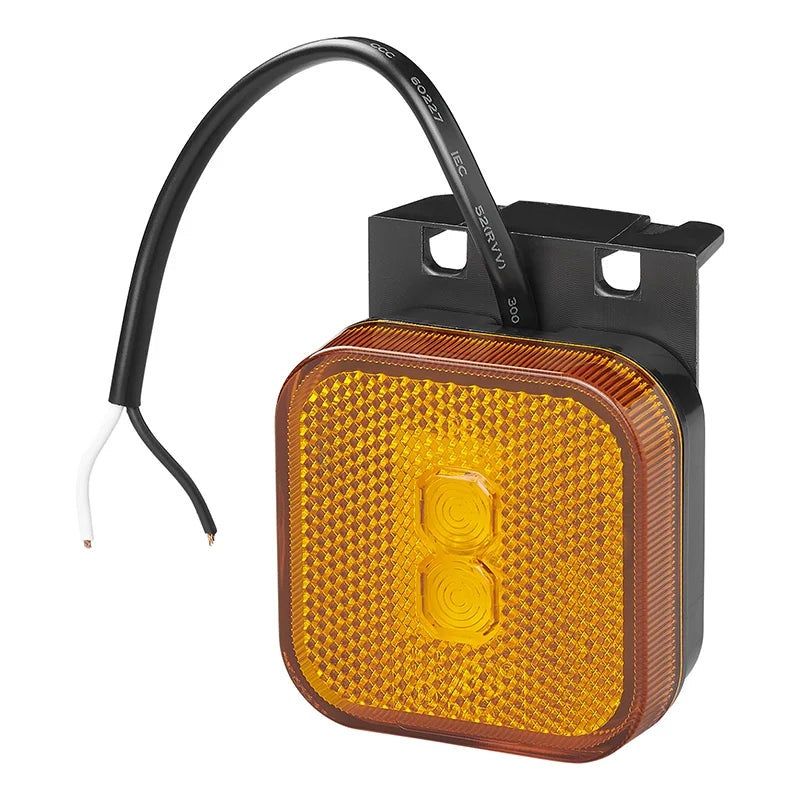 Fari LED Arancioni 12-24V 65x65mm Con Supporto E Riflettore – Omologati E Per Uso Stradale