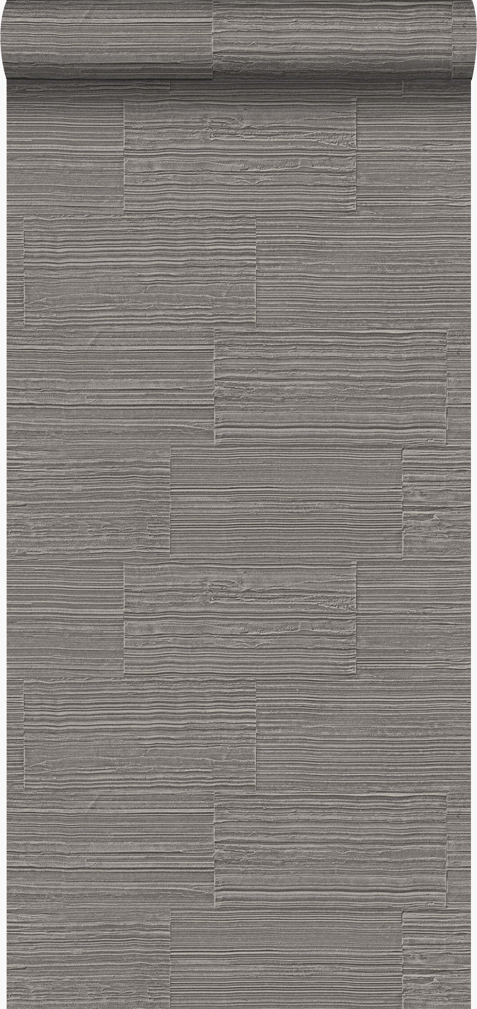 Papel pintado bloques de piedra natural rugosos retro en aparejo de soga gris pardo - 53 cm x 10.05 m - origin wallcoverings