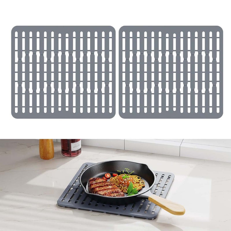 2 grube podkładki silikonowe do zlewu, odporne na ciepło, bezpieczne dla żywności, nadające się do mycia w zmywarce, idealne do kuchni i mycia