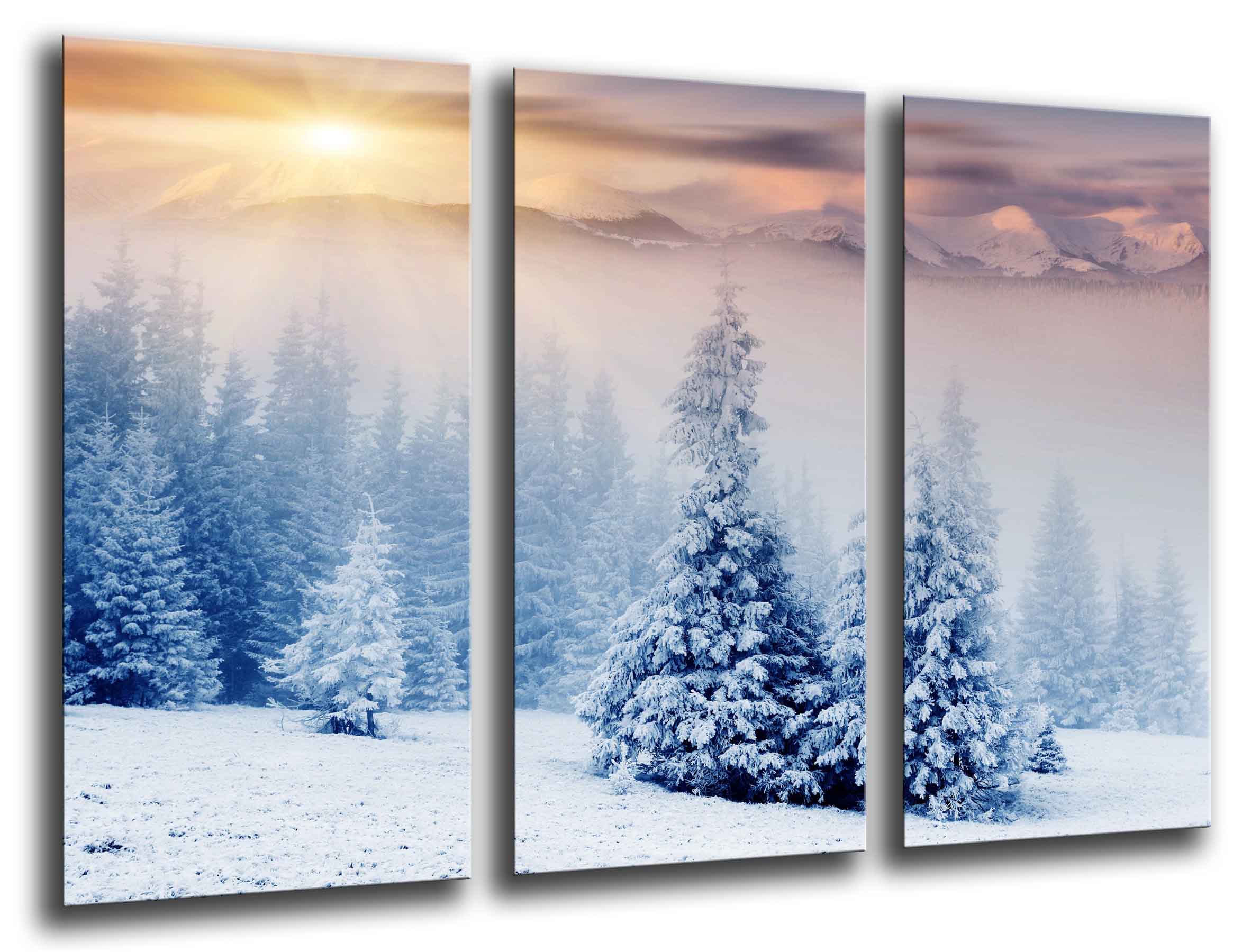 Paisaje nevado invierno, impresión fotográfica sobre madera, cuadro moderno decorativo