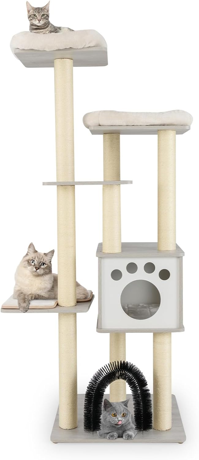 Casa per la toelettatura del gatto con tappetino tiragraffi incluso Freya | Maisons du Monde