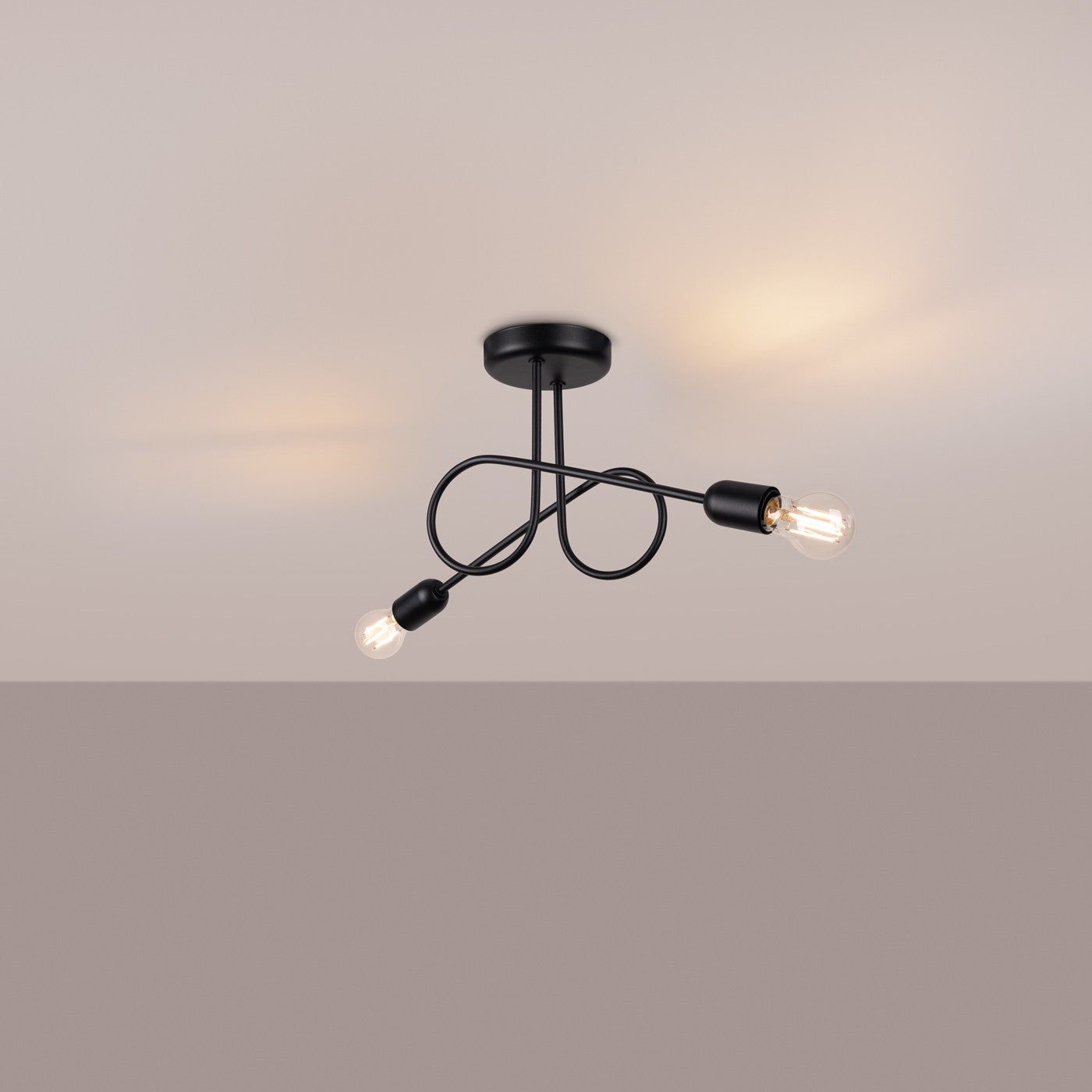 Lampa sufitowa wisząca Loop czarna 2xE27x15W wym: 25,5 x 57 x 18 cm metal Sollux Lighting - 3