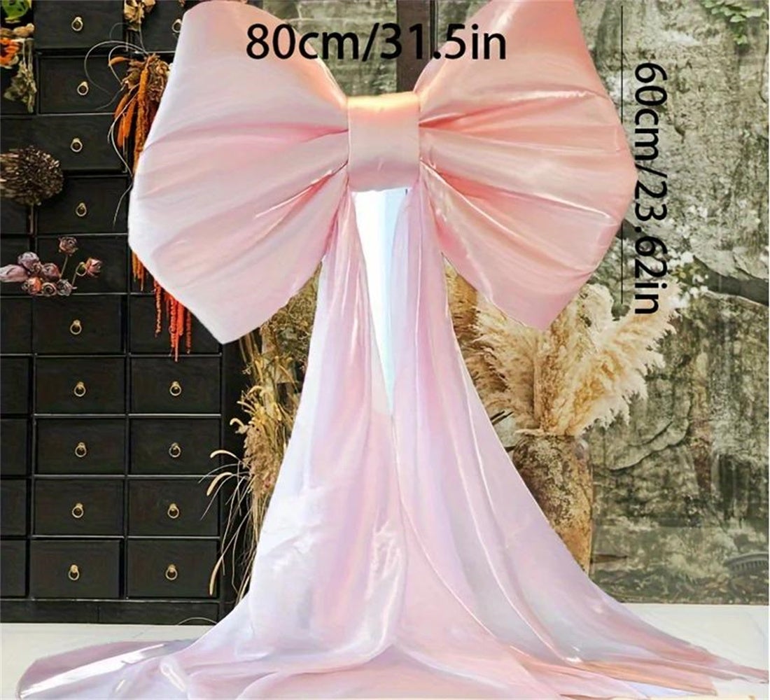 Grande fiocco decorativo, decorazione natalizia, decorazione per fondali nuziali, decorazione di sfondo, fiocco 80x60 cm (con strascico di 4 metri) - 3