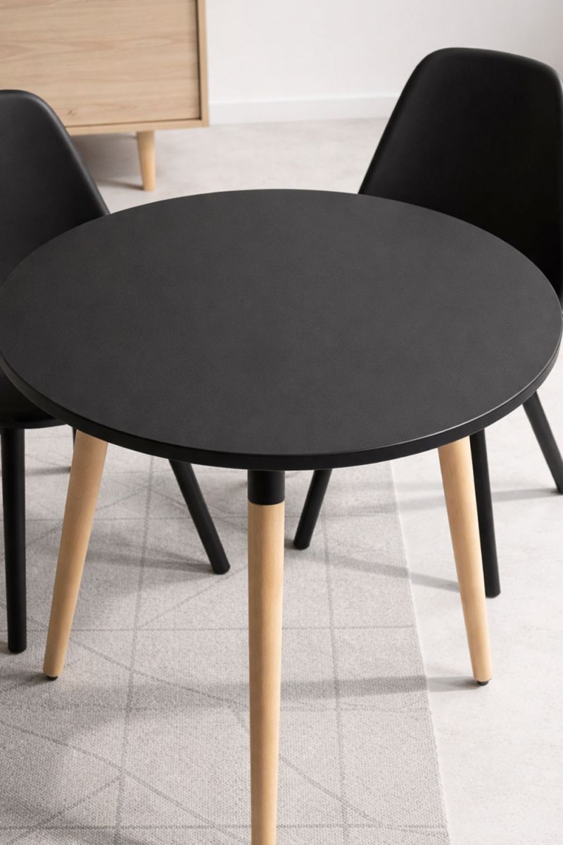 Essenza Mesa Tower Redonda 80 Cm – Diseño Nórdico Para Comedor Claras/Negro/Blanco , Leroy Merlin