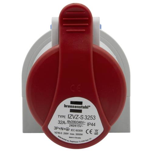 Brennenstuhl Presa Elettrica a Muro Combinata con Presa CEE 400V/32A a 5 Poli + Presa Tipo F (Schuko), Presa Industriale con Coperchio, Uso Interno/Es - 3