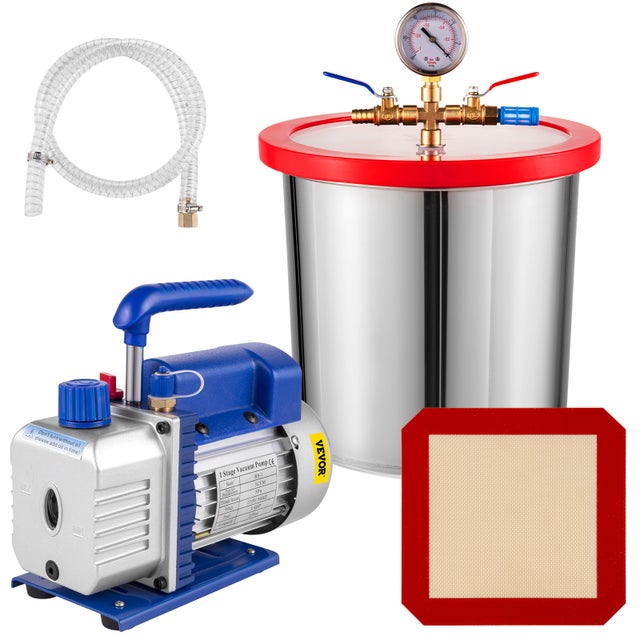 Kit Pompe à Vide VEVOR 85 L/min avec Chambre à Vide de 12 L Dégazage Réfrigérant Bruit Réduit Pompe à Vide Climatisation 1720 tr/min avec Accessoires