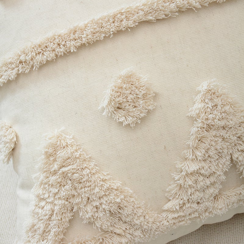 Taie d'oreiller décorative tuftée, housse de coussin de salon, de chambre à coucher, taie d'oreiller taille blanc cassé, 30*50cm (sans noyau) - 4