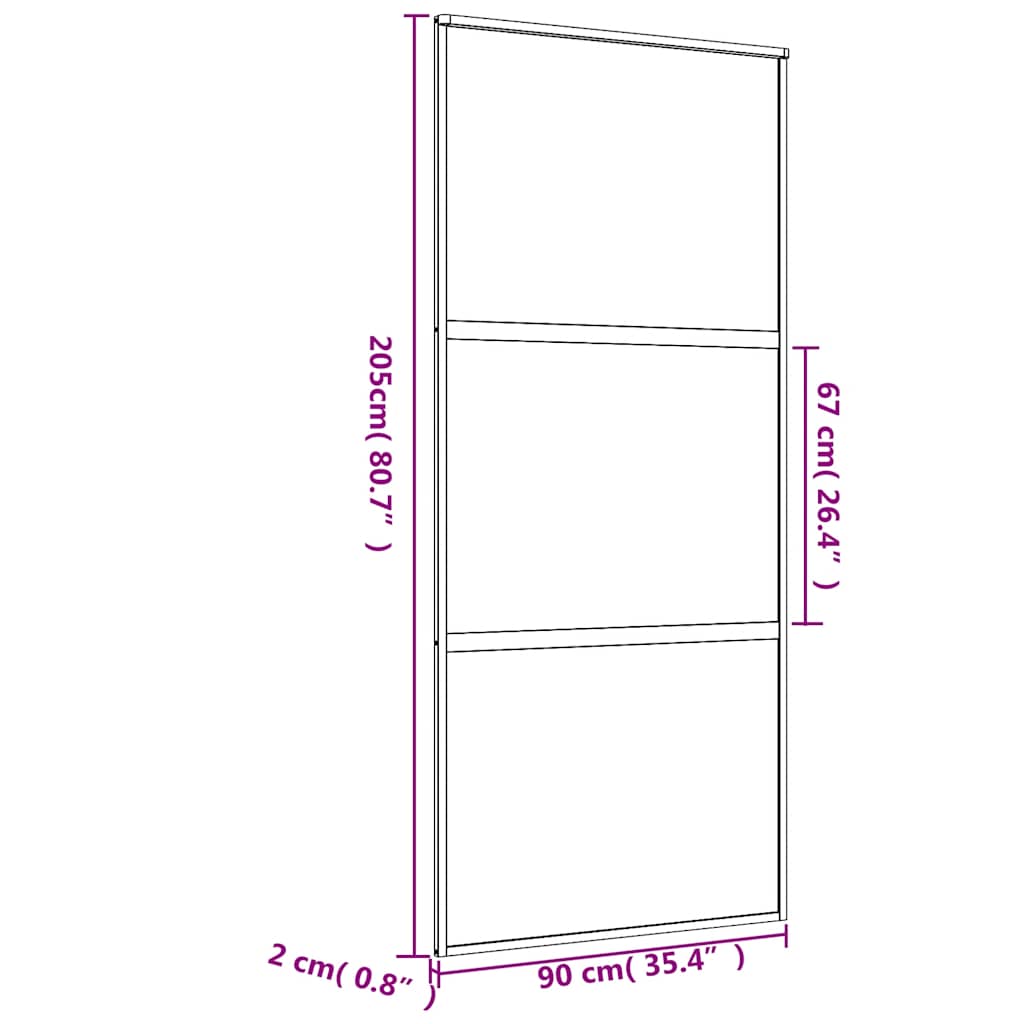 vidaXL Porta Scorrevole Dorata 90x205 Vetro Smerigliato ESG Alluminio - 9