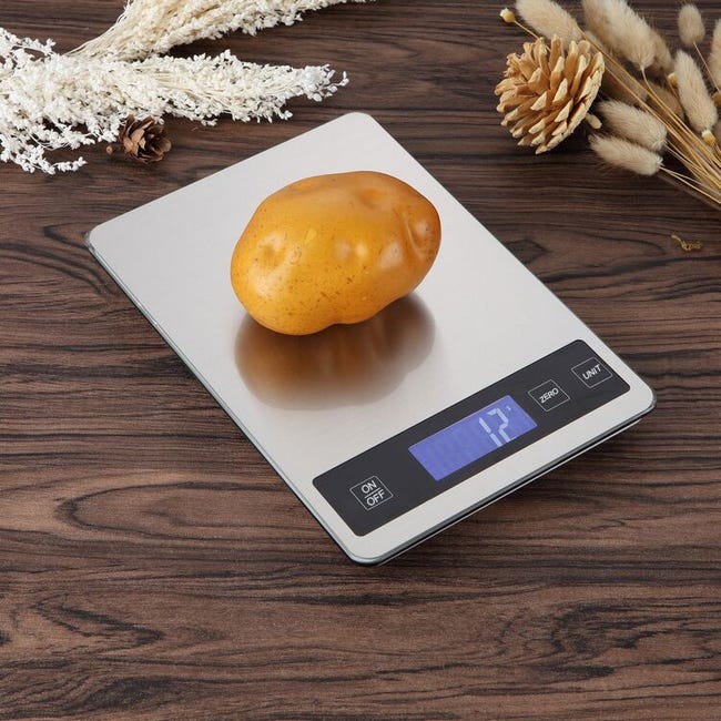 ATOGOU Bilancia Da Cucina Digitale 15 Kg/1g, Display Remoto Magnetico, Acciaio Inox 304, 7 Unità Di Misura, Con Batterie