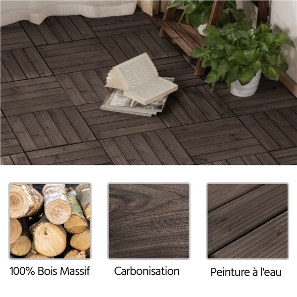 Lot de 27 Caillebotis Bois Exterieur Noir 5 lattes Yaheetech - 5