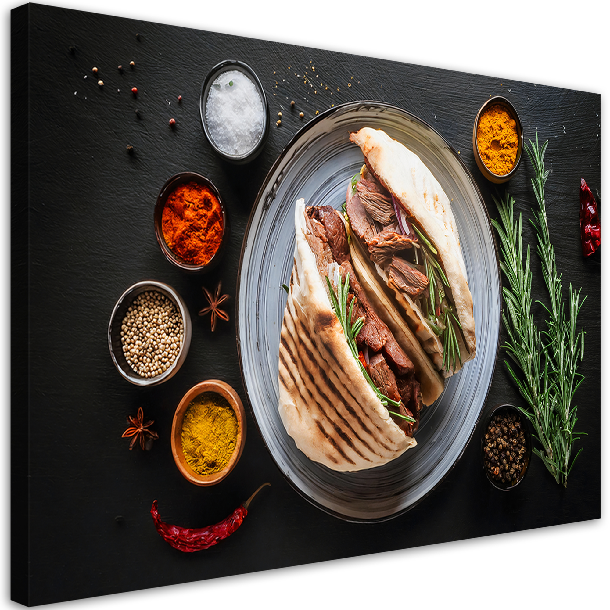 Obraz na płótnie, Kebab Kebap Przyprawy Jedzenie do Kuchni 120x80