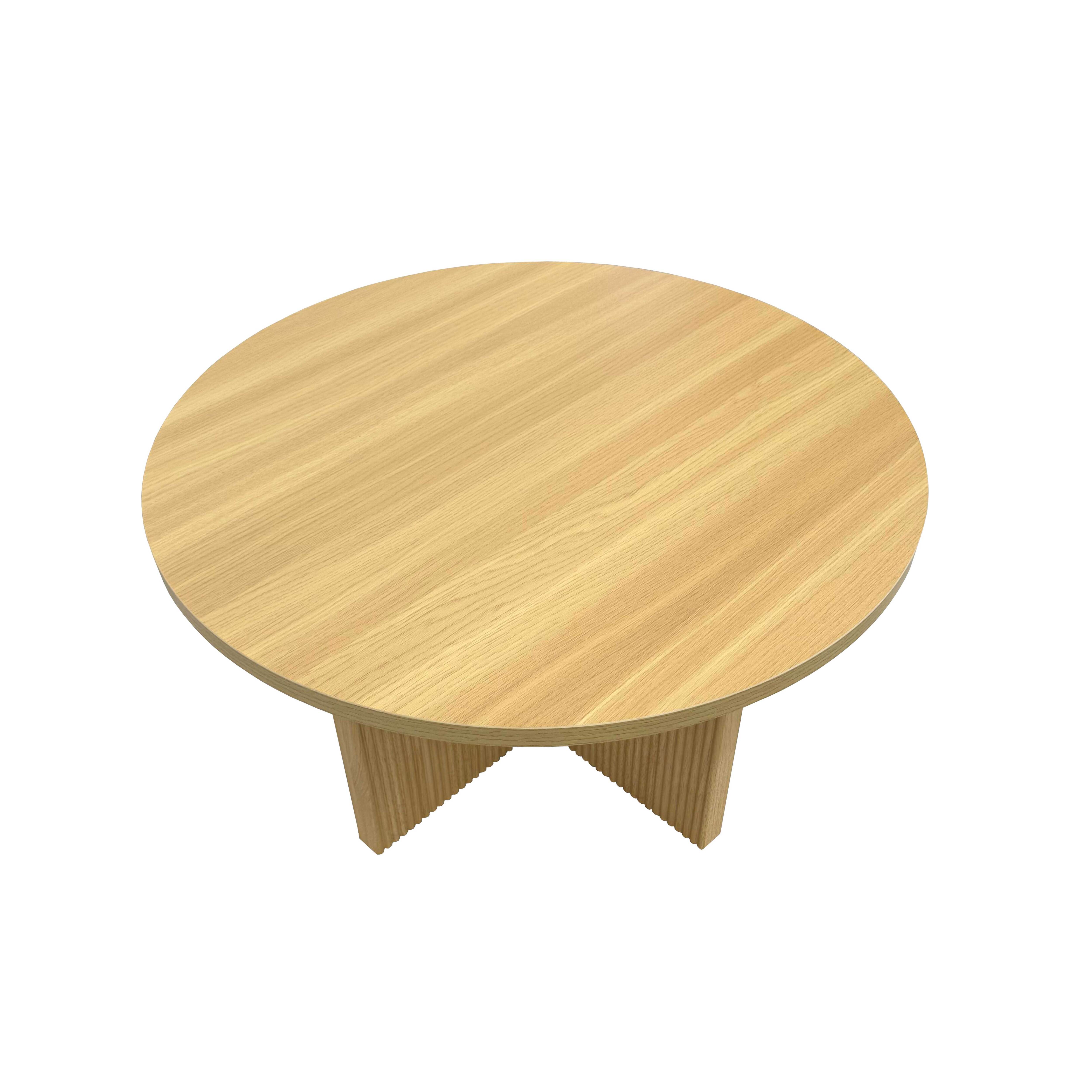 Table basse ronde 80 cm scandinave effet bois clair - 3