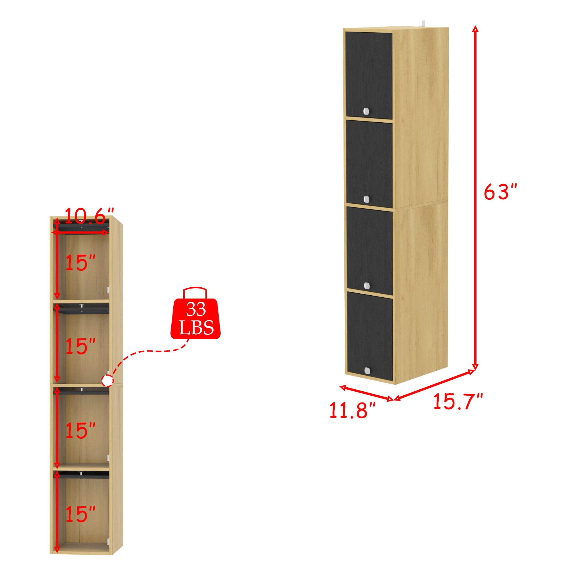 Armoire Moderne avec 4 Portes Basculantes vers le haut et Étagères, Anti-basculement, Salon et Chambre, 160x40x30cm - 2