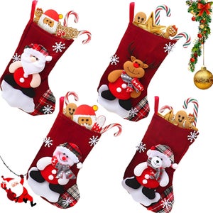 Calze natalizie, calze di Babbo Natale, 45,7 cm, grandi calze natalizie, sacchetti regalo e ornamenti per camino, calze natalizie da appendere