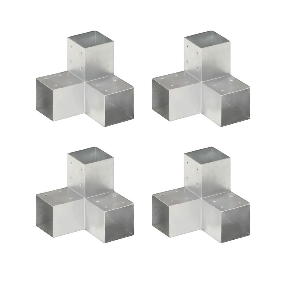 vidaXL Connecteurs de poteau 4 pcs Forme en Y Métal galvanisé 91x91 mm - 2