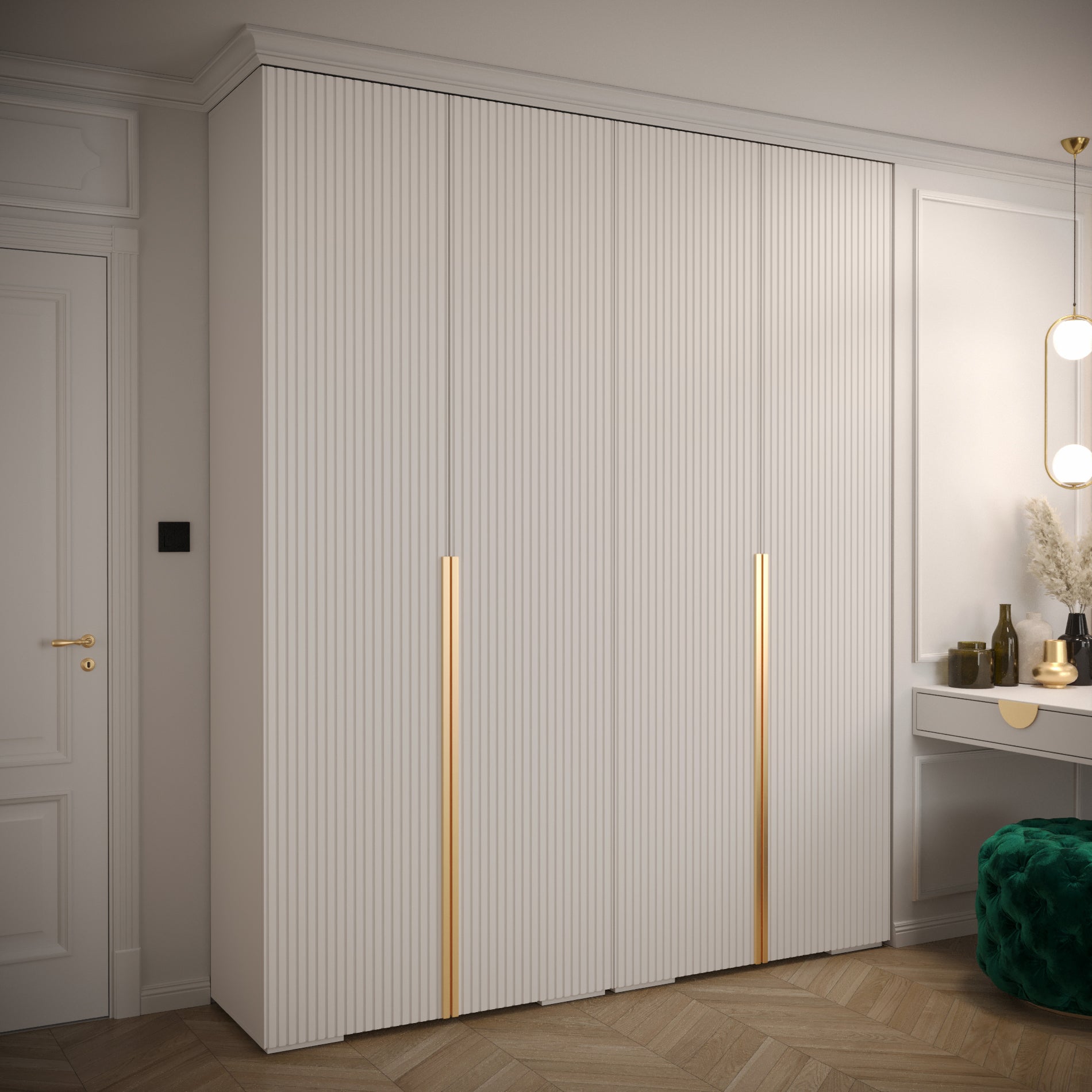 Szafa uchylna otwierana wysoka MANHATTAN RYFEL 9 200 x 40 x 236,7 cm biały + u. złoty Abiks Meble - 2