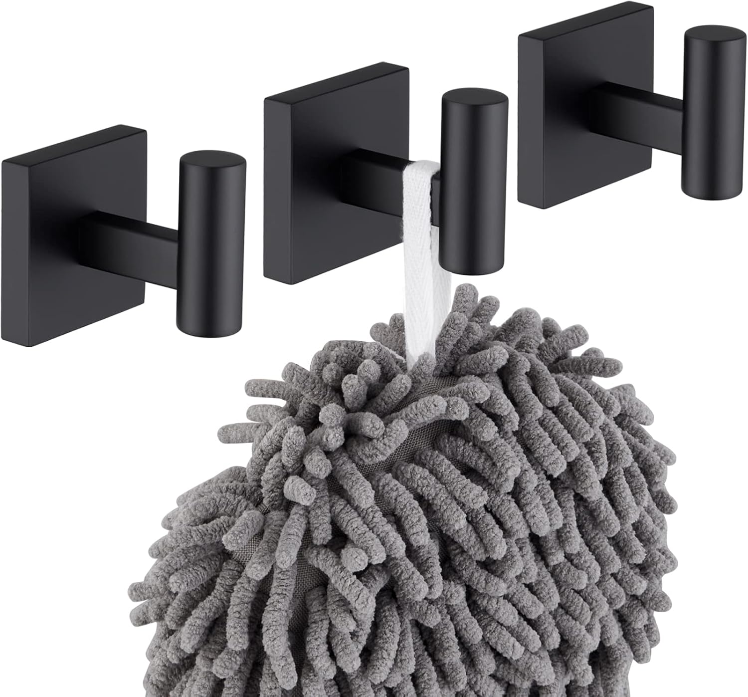 Zestaw 3 matowych czarnych wieszaków na ubrania ze stali nierdzewnej