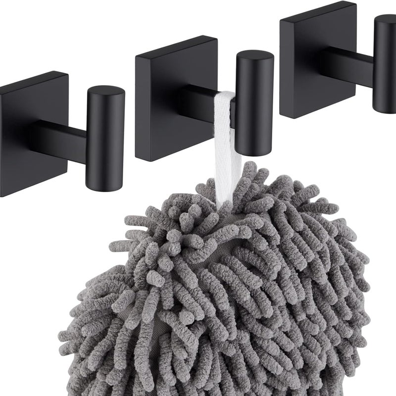 Zestaw 3 matowych czarnych wieszaków na ubrania ze stali nierdzewnej