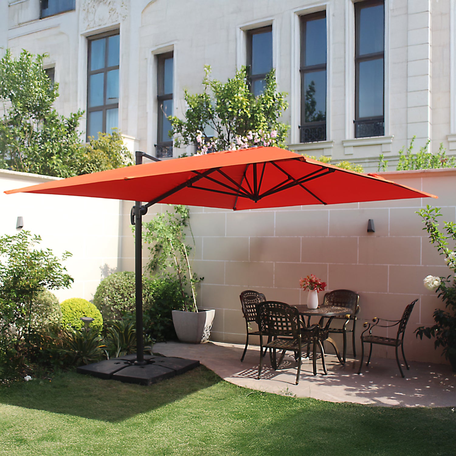 Parasol terracotta déporté rectangle 3 x 4 m rotatif à 360 CESARE - 6