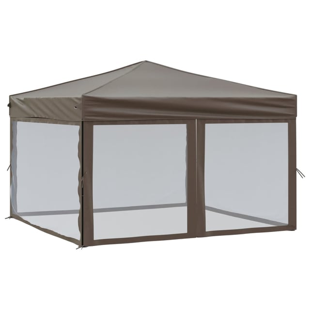 Tenda de jardin | Tenda per Feste Pieghevole con Pareti Laterali Tortora 3x3 m CFW310778
