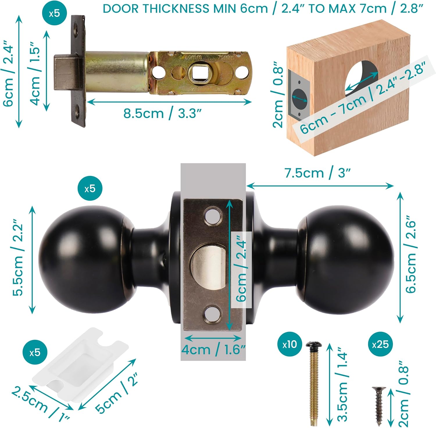 Infinity Decor Set Di Maniglie Per Porte Interne Curve Cromate Su Rosetta – Duo Lucido E Cromo Satinato (1 Paio - Foto 7