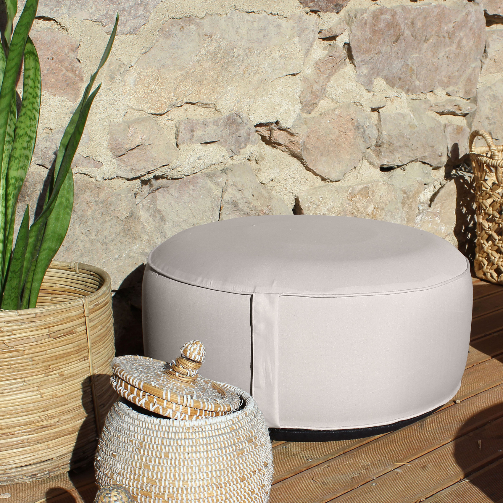 Pouf gonflable extérieur - Naturel - 25x50 cm - 3
