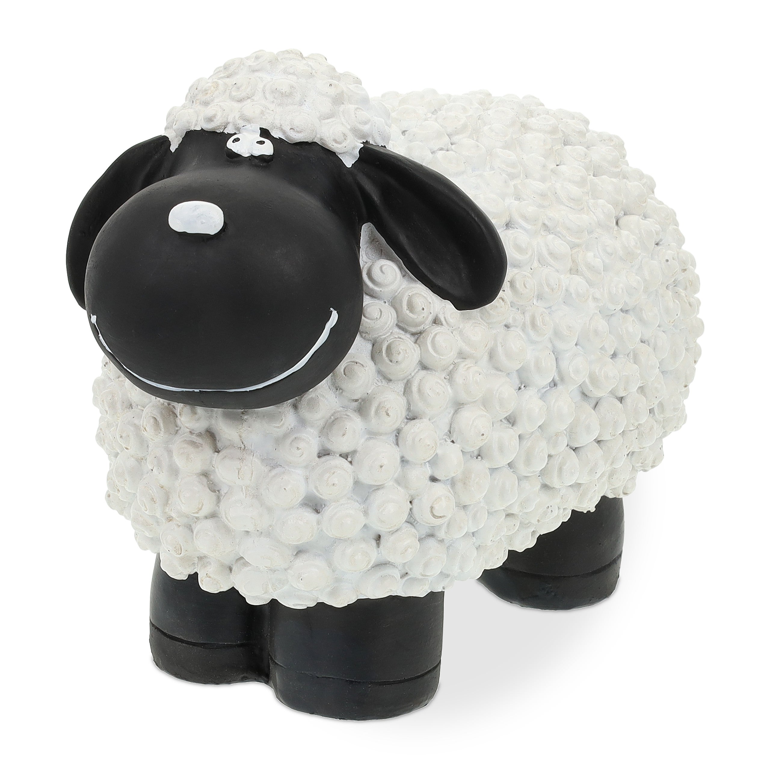 Relaxdays figura decorativa oveja, decoración terraza resistente, exterior, 16x21x12,5 cm, polirresina, blanco y negro