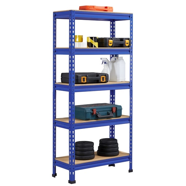 Étagère De Garage 180x120x45 Cm - 5 Niveaux, Capacité 875 Kg, Bleu, Garantie 5 Ans