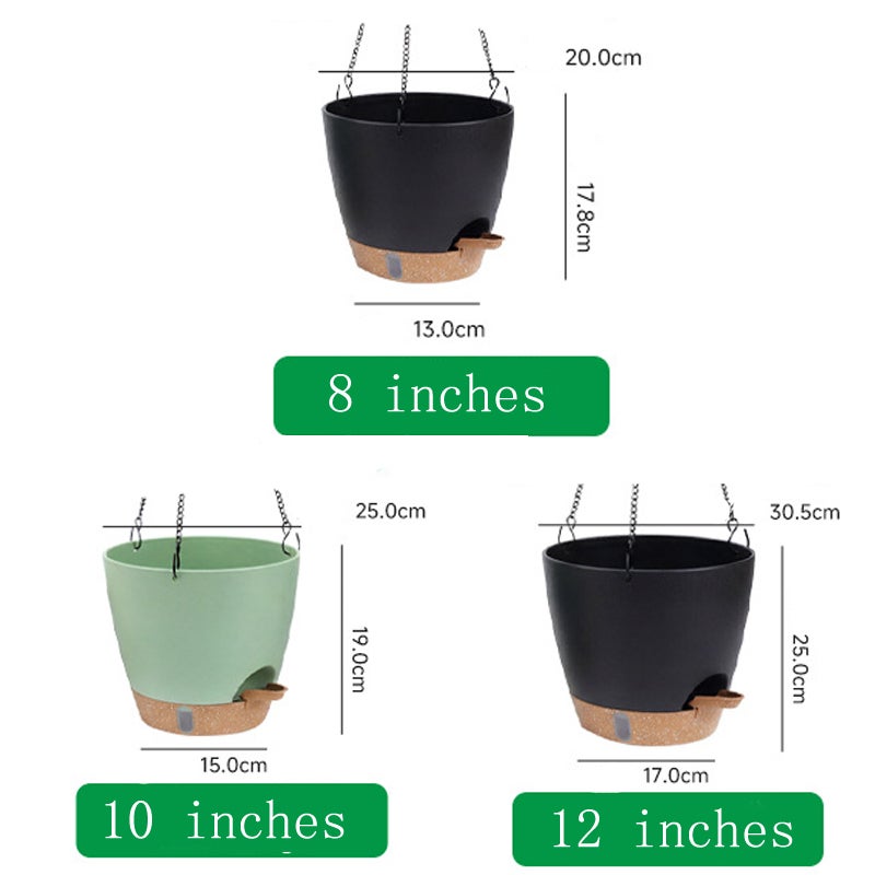 YM INTERNET Vaso auto-absorvente para plantas, vaso de plástico para uso doméstico que não necessita de rega, conjunto de 3 vasos para plantas verdes - 2