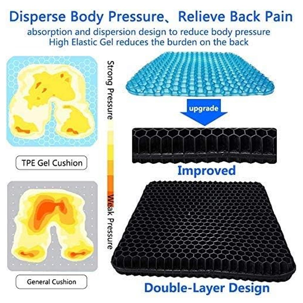 (Noir) Coussin de chaise, coussin en gel respirant, coussin anti-escarres, soulage la pression sur les orthopédiques avec housse antidérapante pour - 4