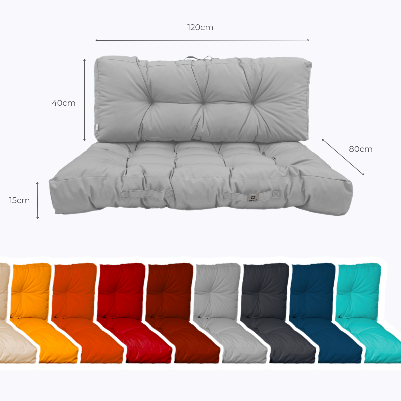 Coussins matelas pour palette 120X80X20 en polyester gris galet - 5