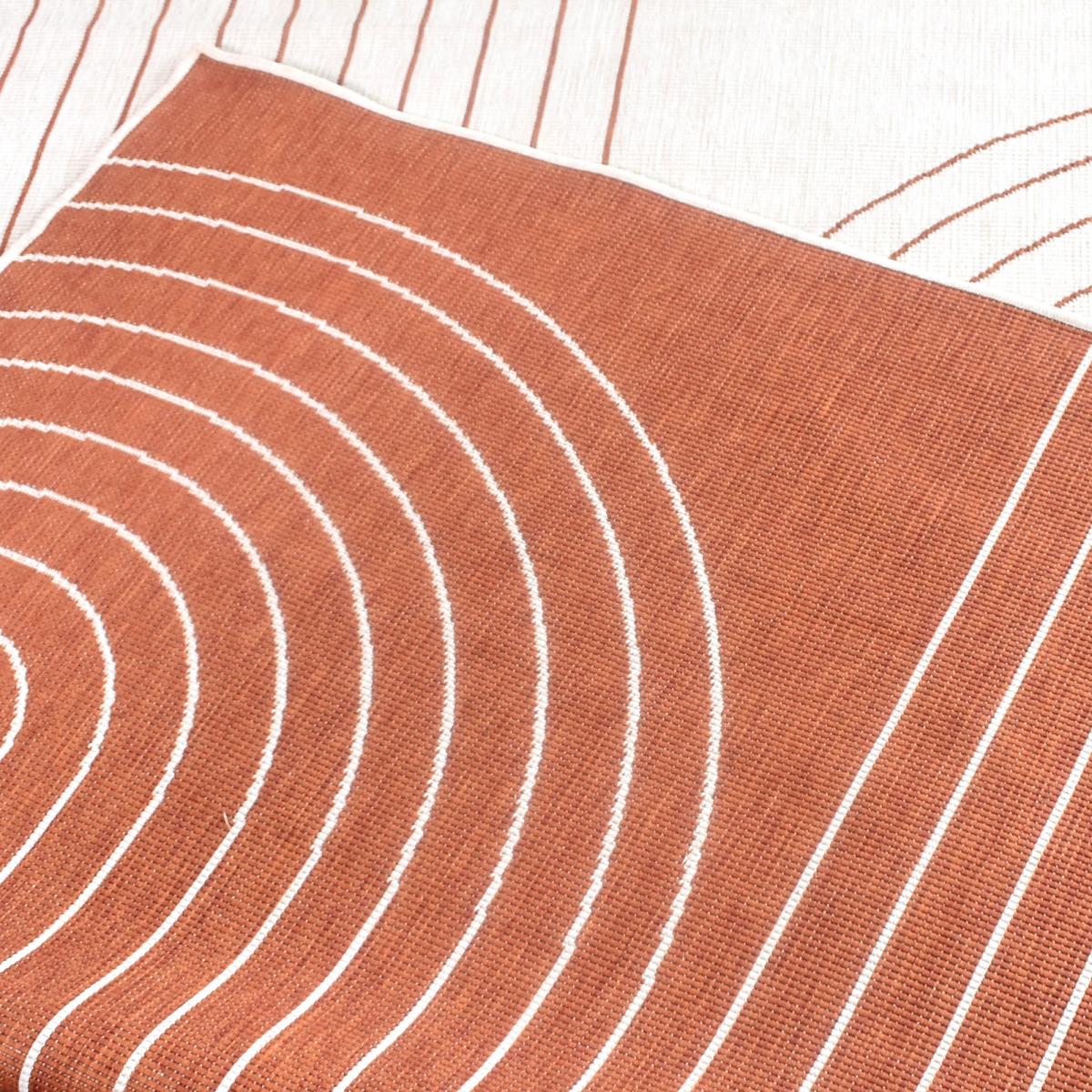 Tapis extérieur, kilim reversible 160x230 LYN2 V REVERSIBLE Terracota et crème - 3