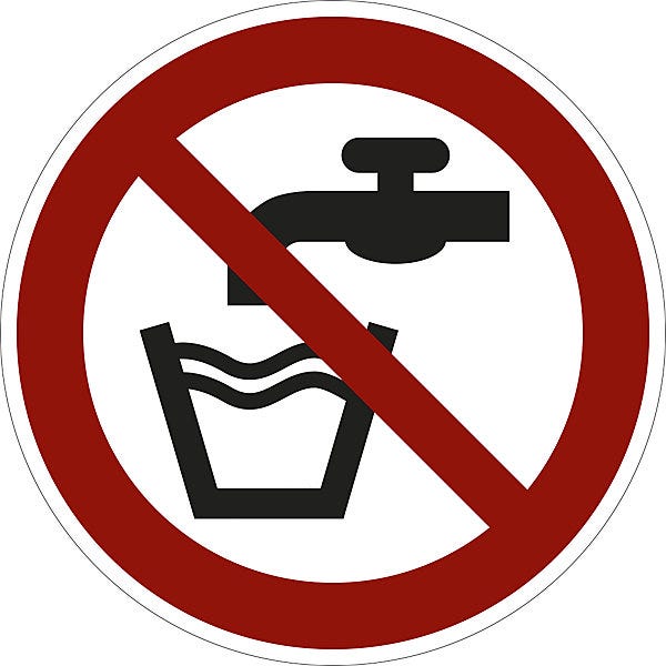 Cartello Di Sicurezza VSafety 'Acqua Calda' 300x100 Mm: Plastica Rigida 1 Mm, Conforme EN ISO 7010!