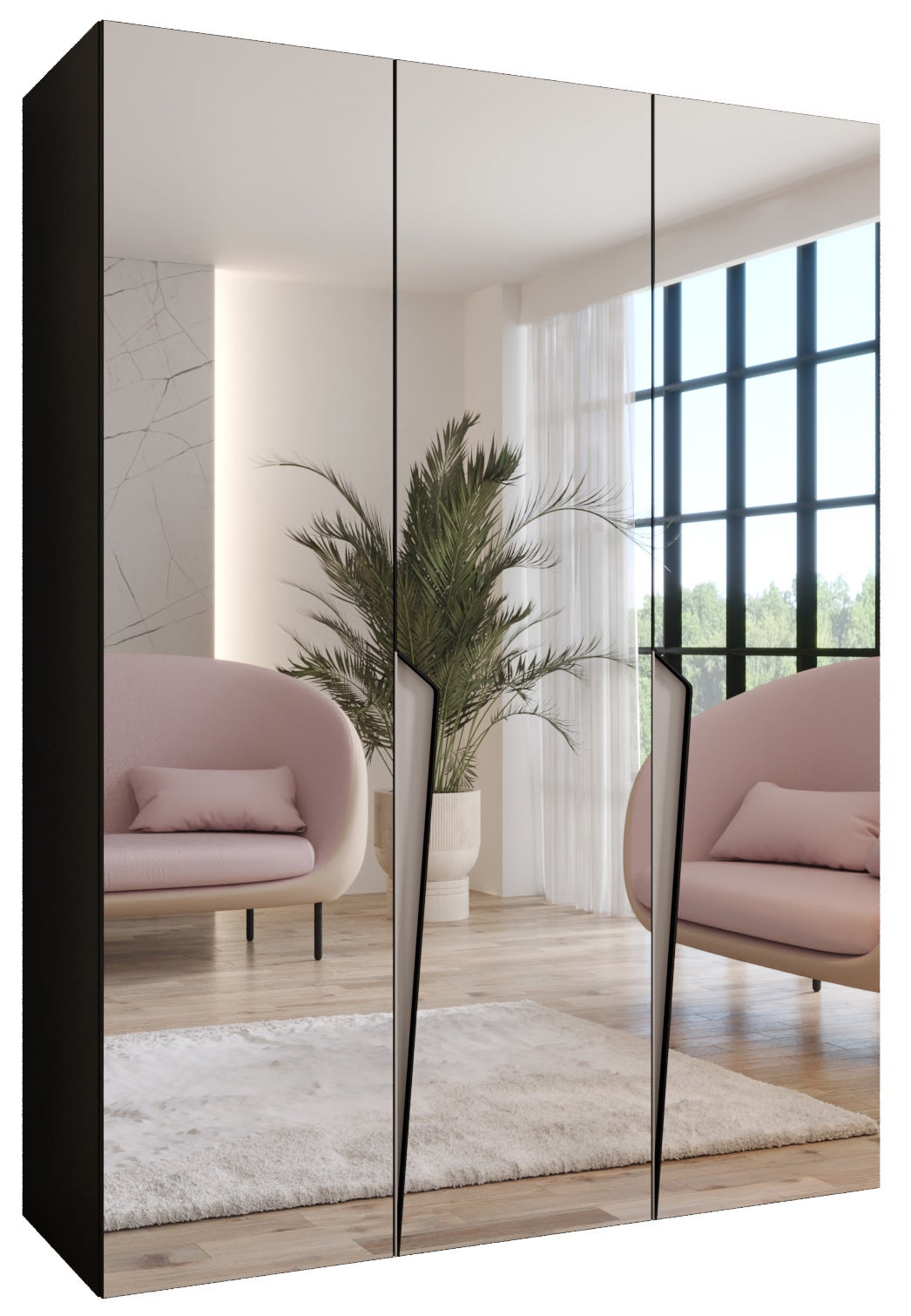 Szafa uchylna otwierana Piano 3 150 x 52 x 202 cm czarny + u. Kaszmir Abiks Meble