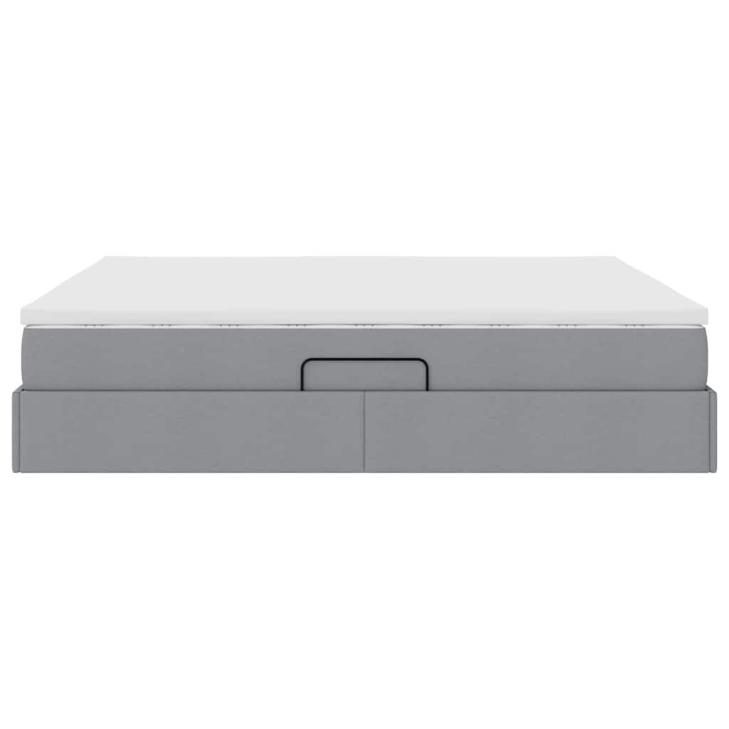 Lit avec rangement et matelas, en polyester gris clair, pour la chambre, 180 × 200 cm - 9