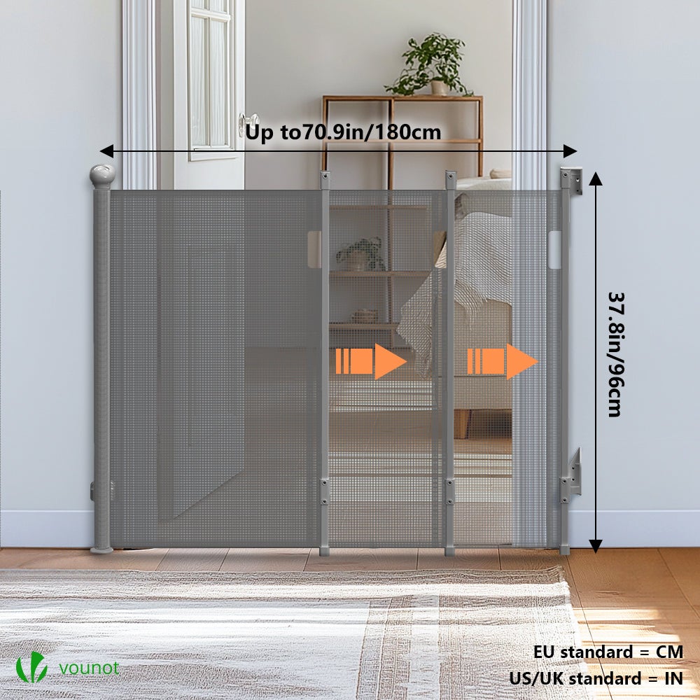 Cancelletto Sicurezza Estensibile Per Bambini E Cani - Regolabile Fino A 180 Cm, Per Scale E Porte
