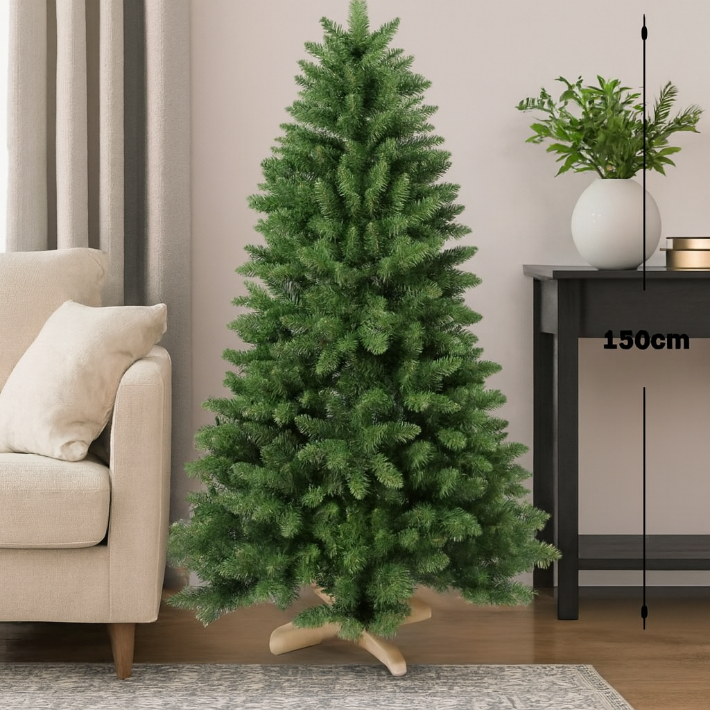 Árbol De Navidad Artificial De 180 Cm - 800 Puntas PVC, 3 Secciones, Con Base Estable Para Casa U Hotel